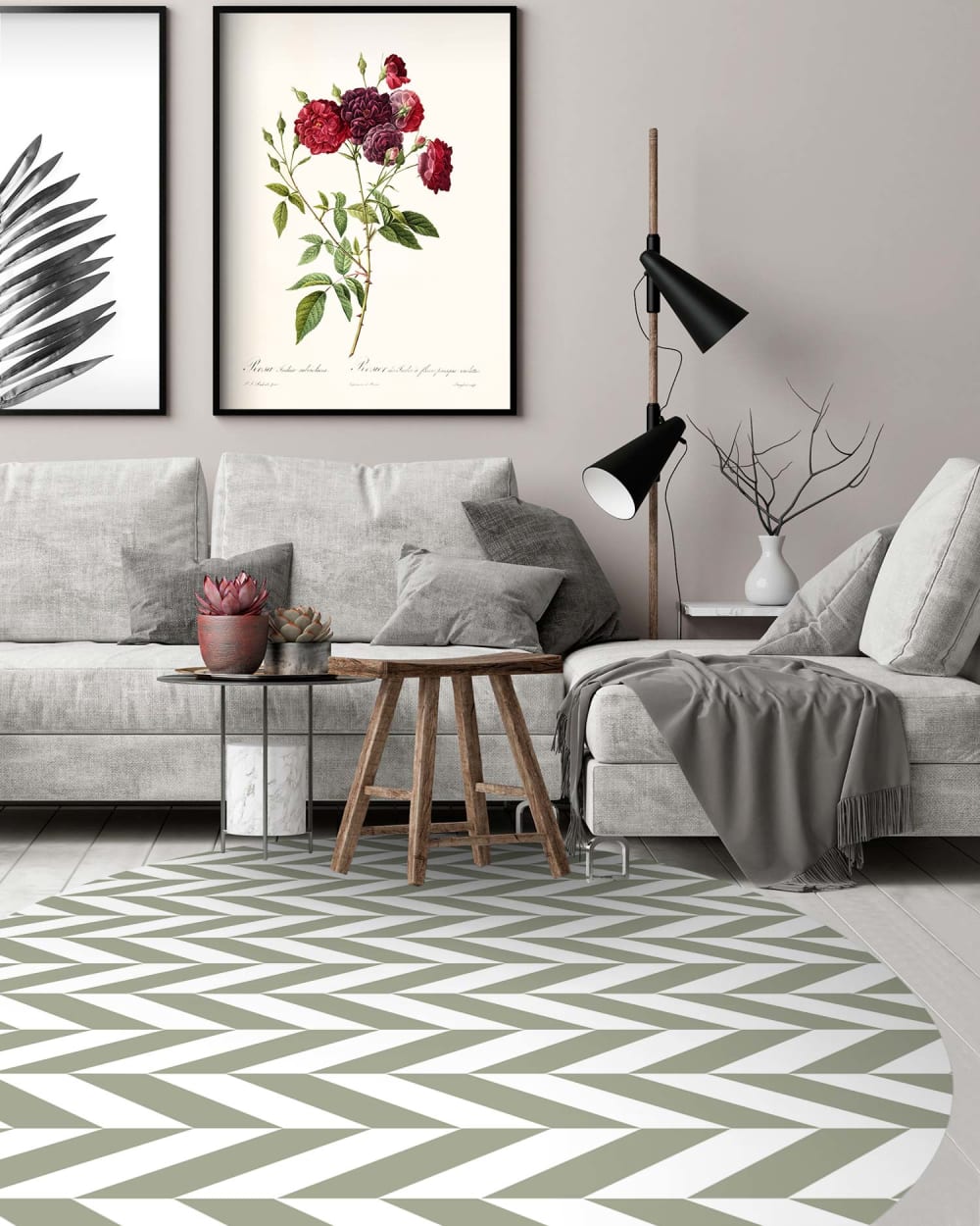 Alfombra vinílica redonda espigas verde 150x150 cm - Maisons du Monde