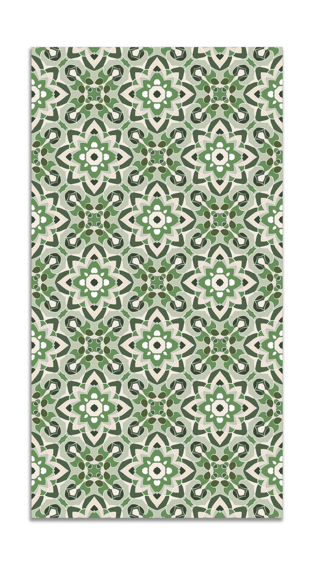 Alfombra vinílica azulejo oriental floreada verde 140x200 cm