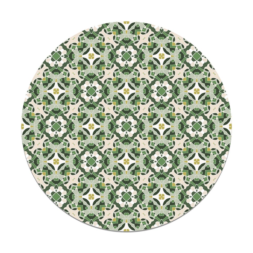 Alfombra vinílica redonda hidráulico oriental verde 150x150 cm
