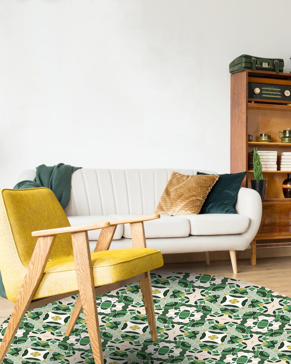 Alfombra vinílica redonda hidráulico oriental verde 150x150 cm - Maisons du Monde