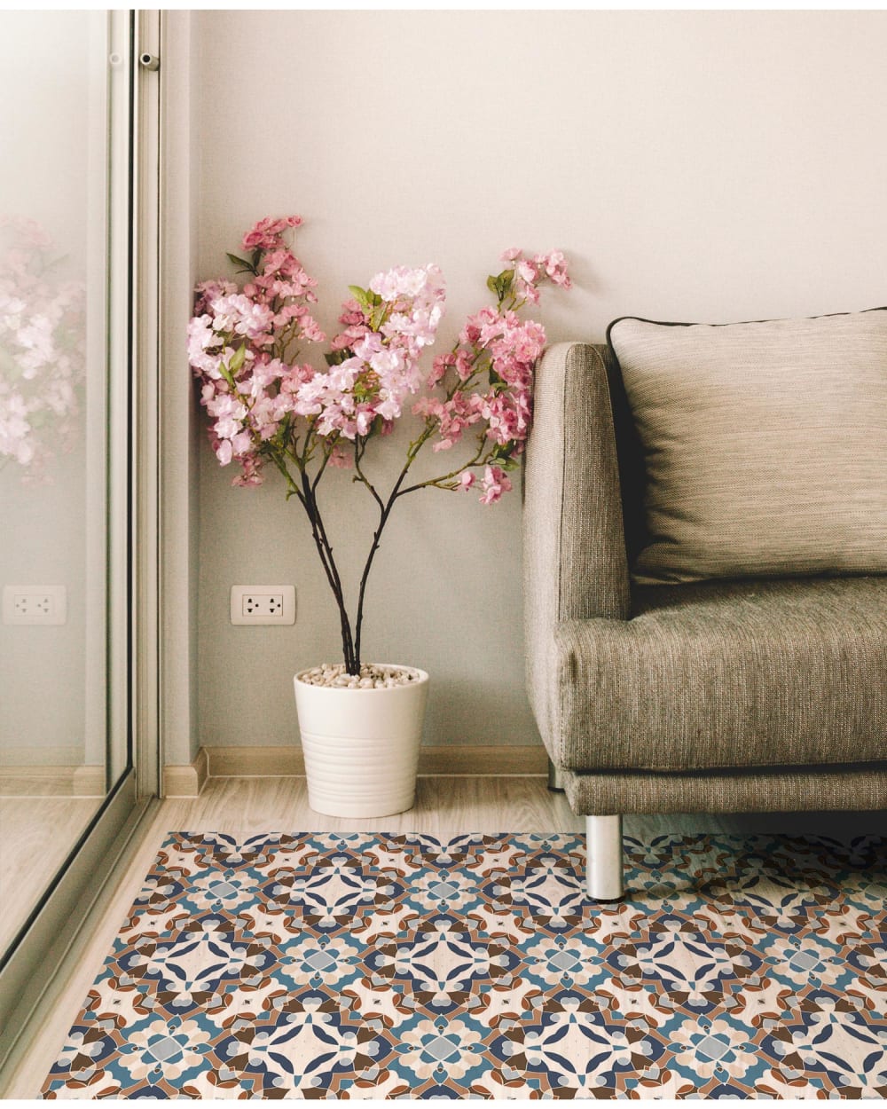 Alfombra vinílica hidráulico oriental azul 300x200 cm - Maisons du Monde