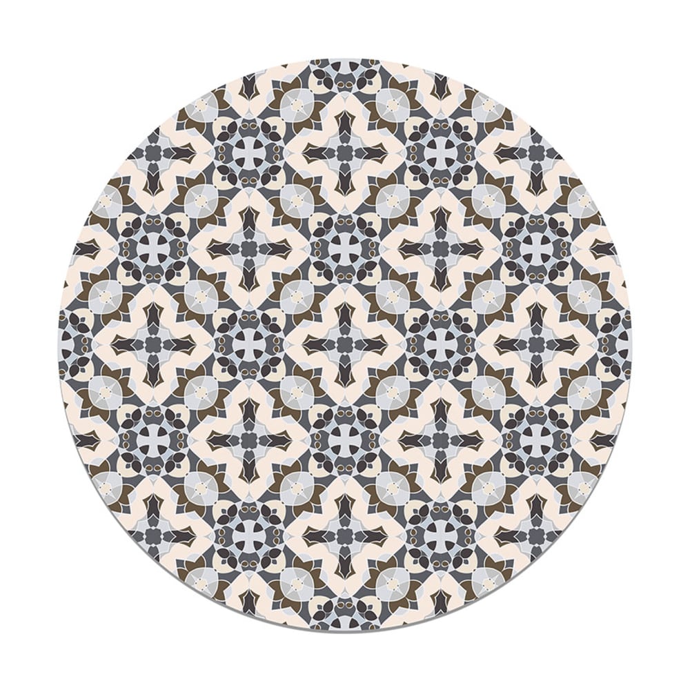 Alfombra vinílica redonda baldosín estilo oriental gris 190x190 cm