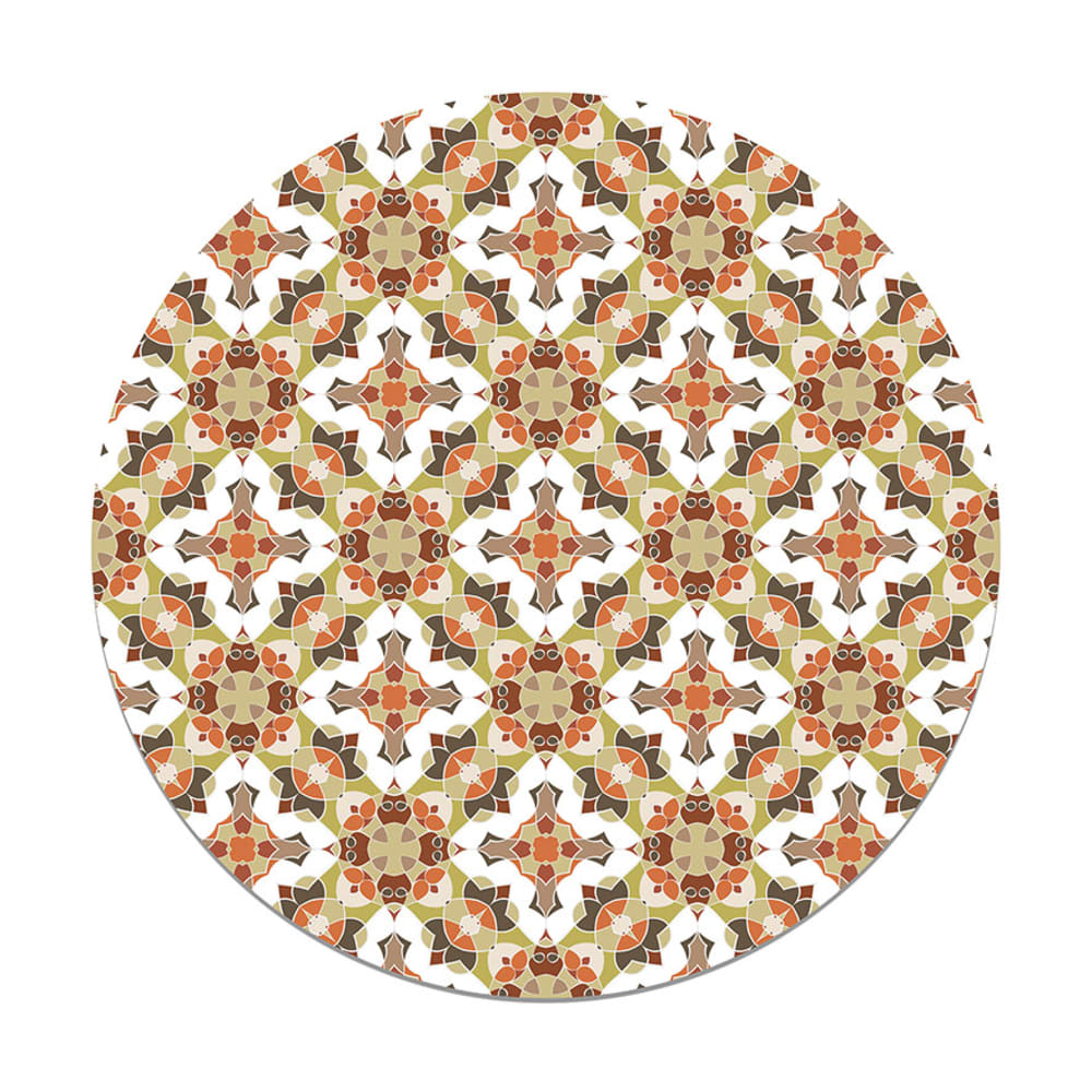 Alfombra vinílica redonda baldosín estilo oriental naranja 150x150 cm
