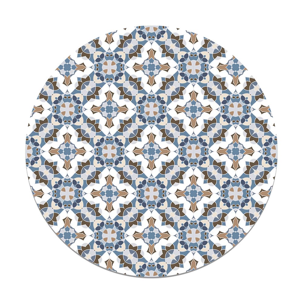 Alfombra vinílica redonda baldosín estilo oriental azul 150x150 cm