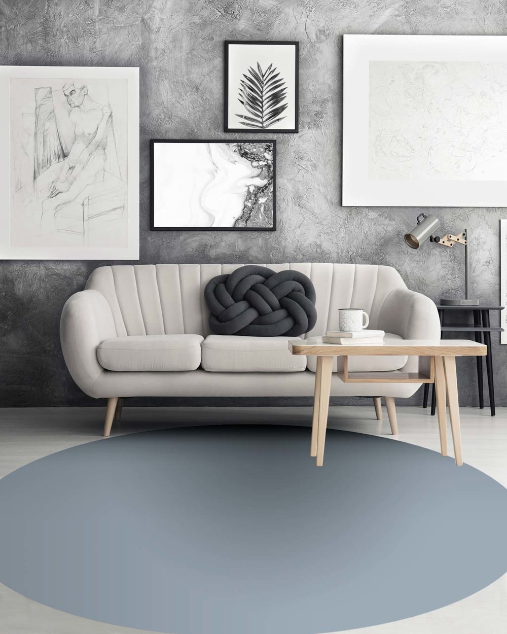 Alfombra vinílica redonda lisa azul 150x150 cm - Maisons du Monde