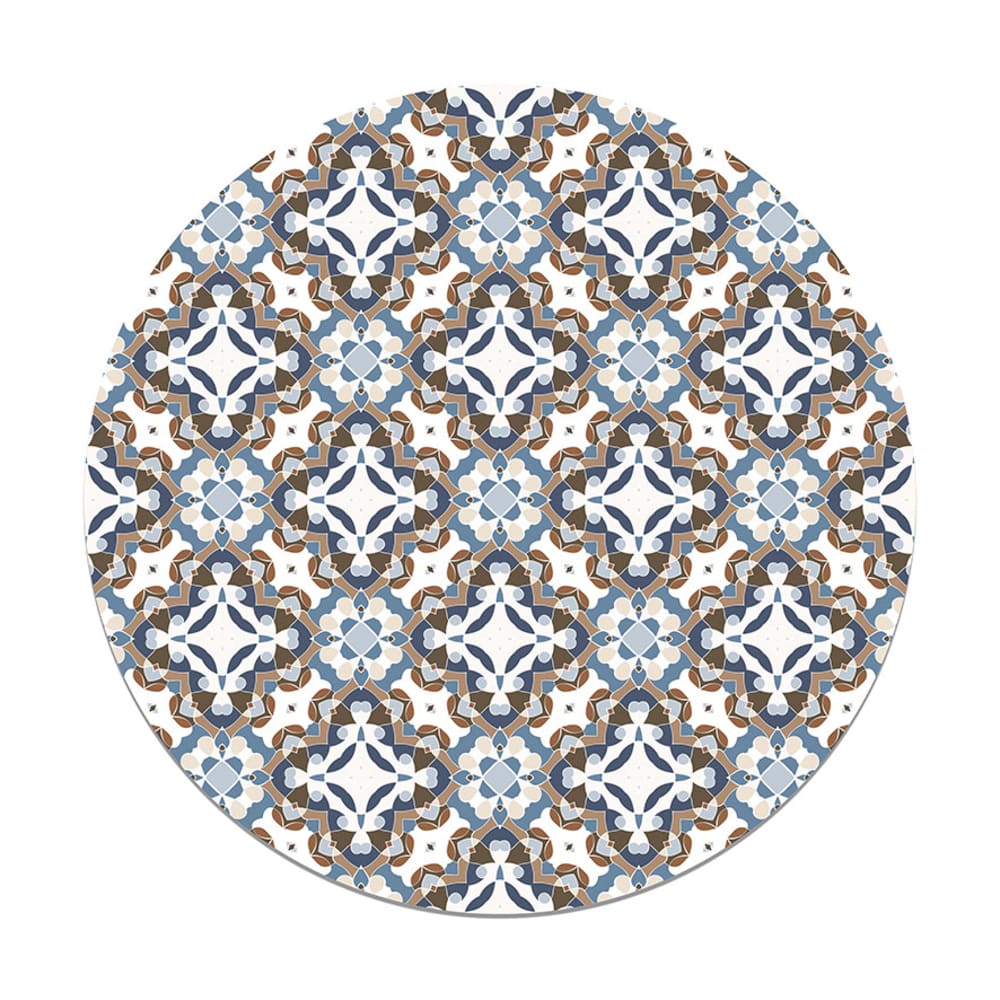 Alfombra vinílica redonda hidráulico oriental azul 190x190 cm