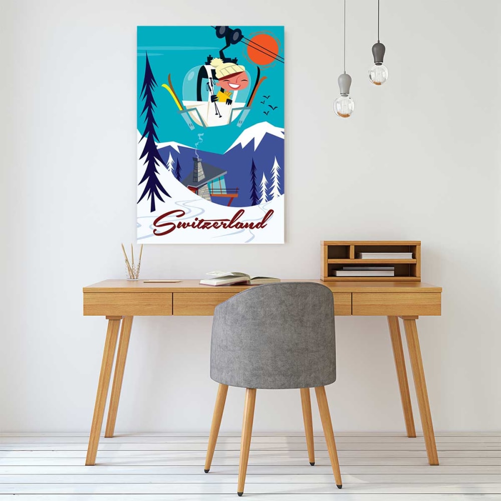 Carta di viaggio svizzera stampa su tela 30x45cm - Hexoa