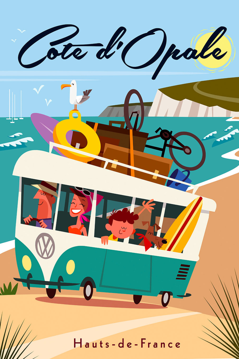 Tableau road trip sur la côte d'opale imprimé sur toile 30x45 cm