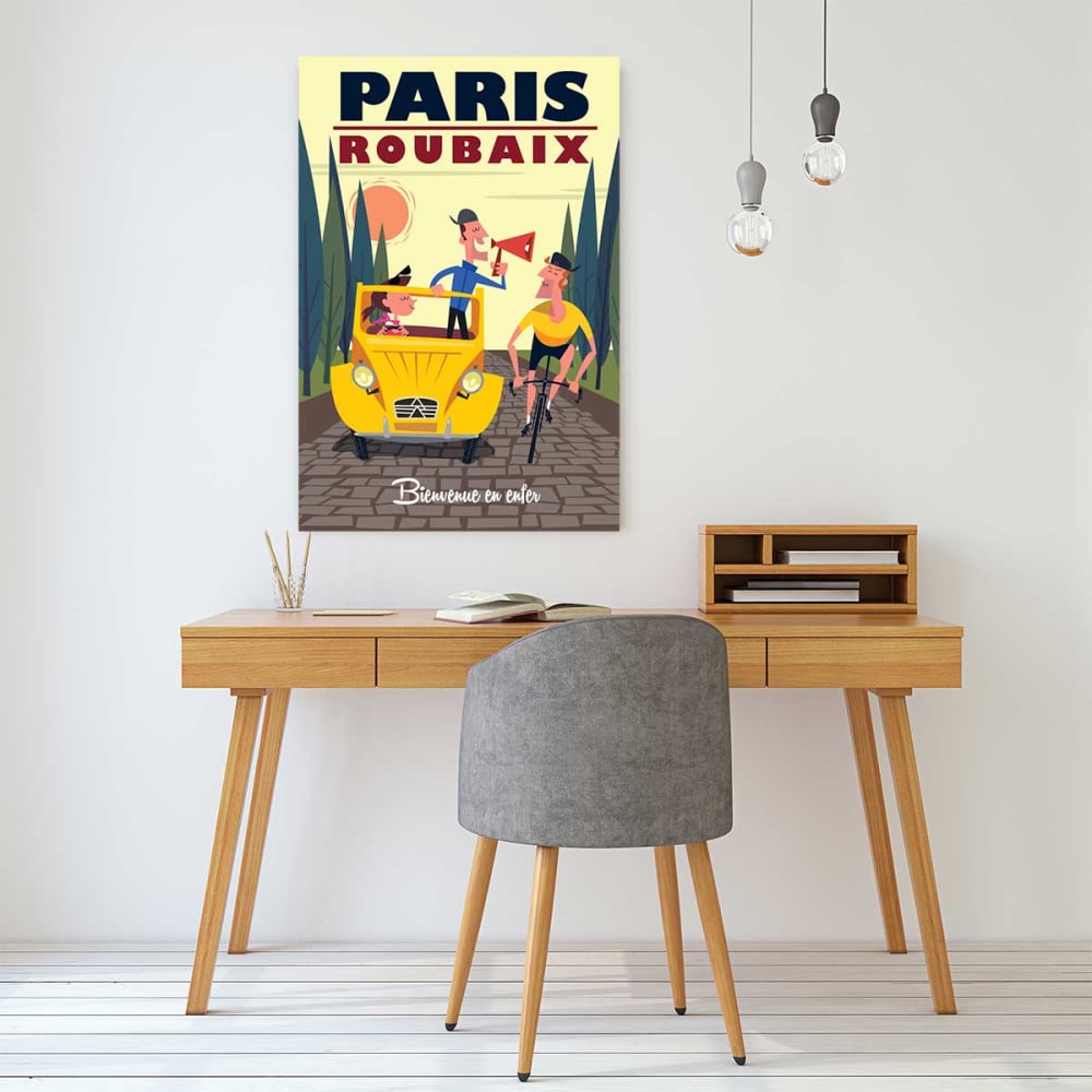 Tableau course Paris - Roubaix imprimé sur toile 60x90 cm