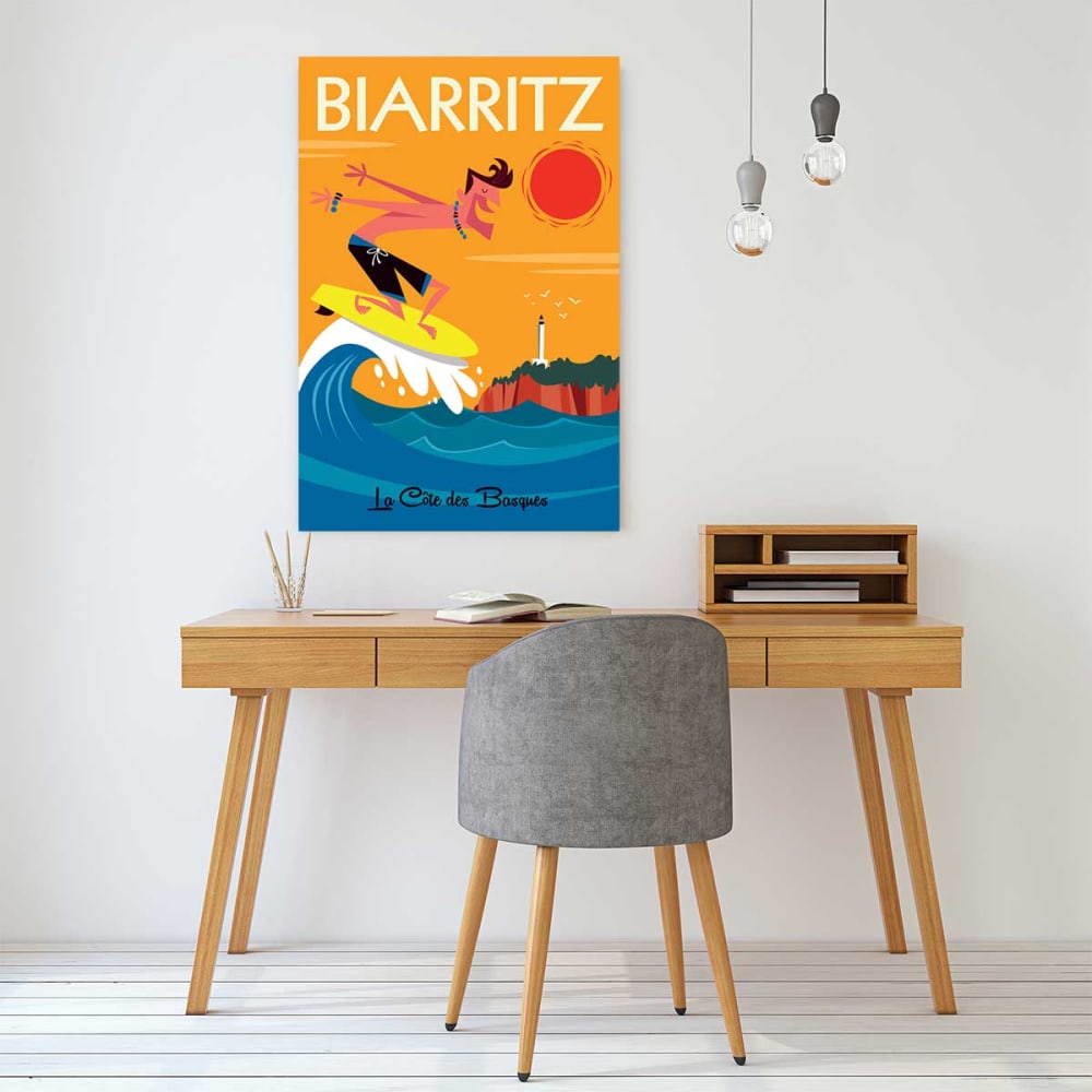 Tableau surf à biarritz imprimé sur toile 40x60 cm