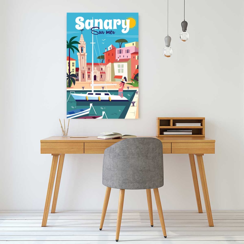 Tableau vacances à Sanary imprimé sur toile 60x90 cm