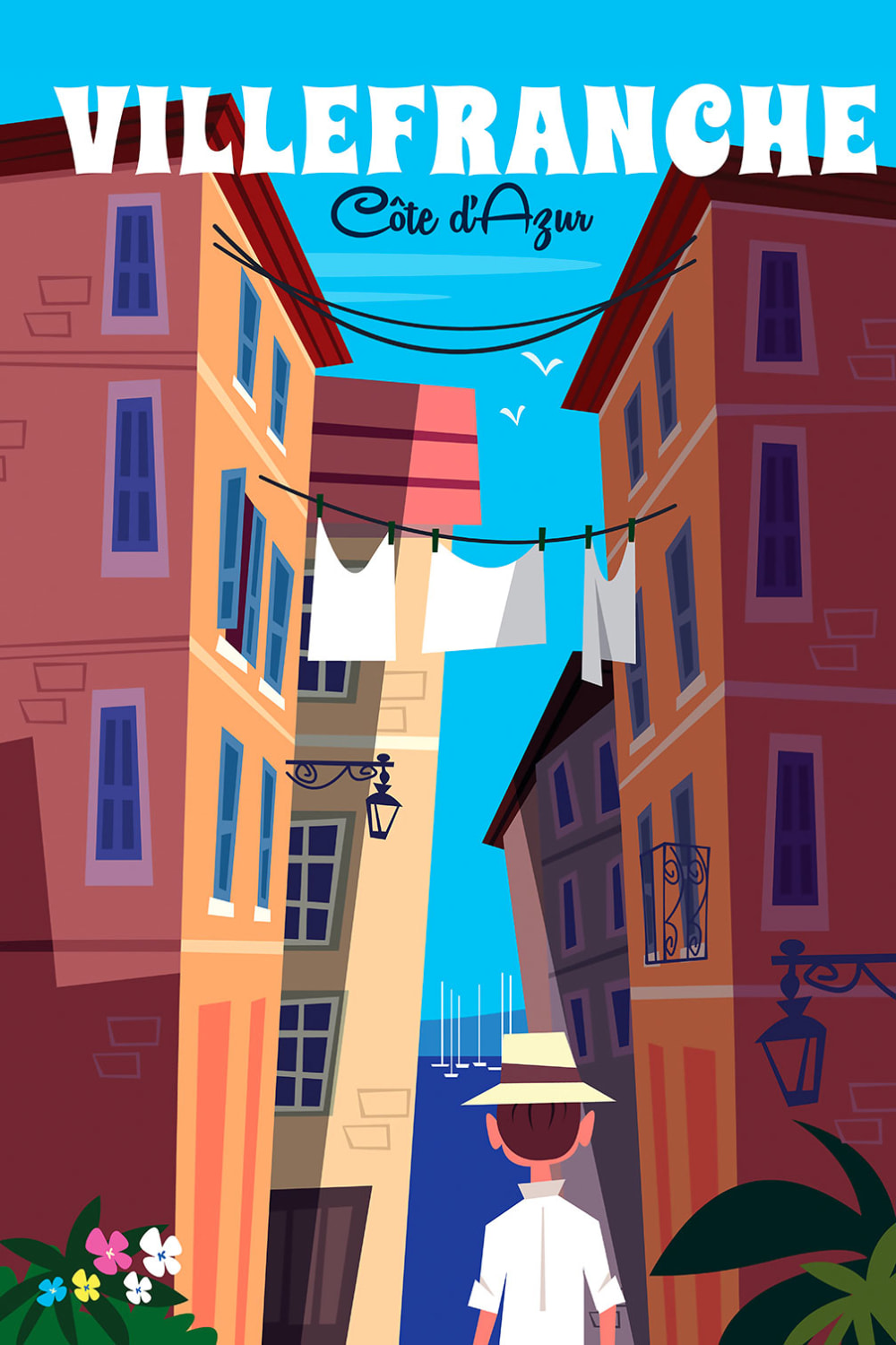 Stampa villefranche sur mer stampa su tela 40x60cm - Modello Vintage - Multicolore - PES - Poliestere