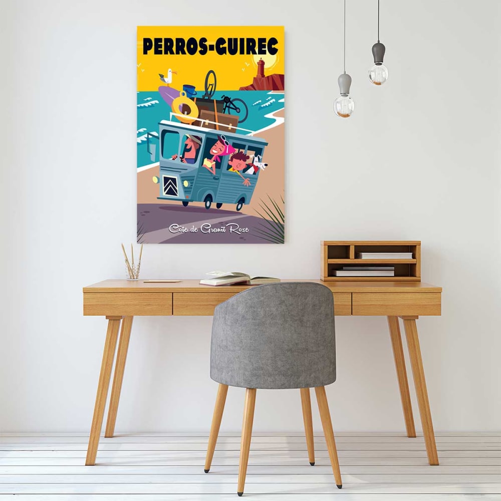 Tabella road trip a perros guirec stampa su tela 30x45cm - Hexoa