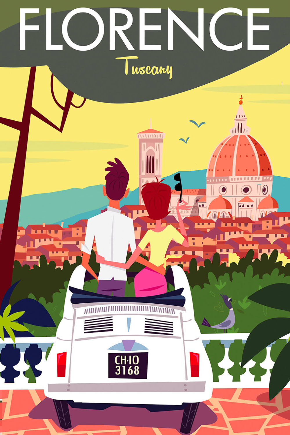 Cuadro de viaje de florencia impresión sobre lienzo 60x90cm
