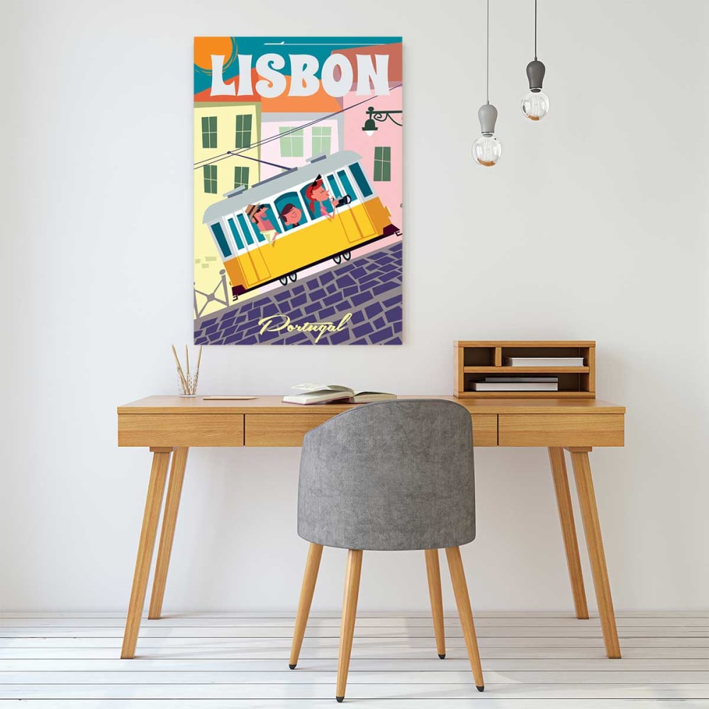 Dipingere un fine settimana a lisbona stampa su tela 60x90cm -