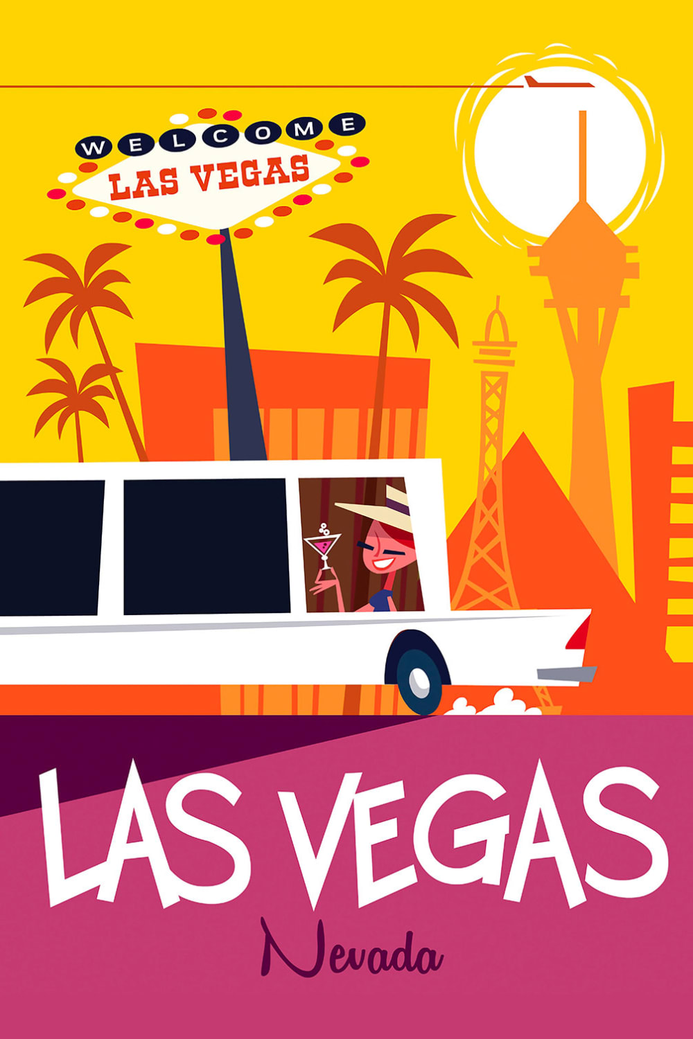 Cuadro viaje por carretera en las vegas impresión sobre lienzo 40x60cm