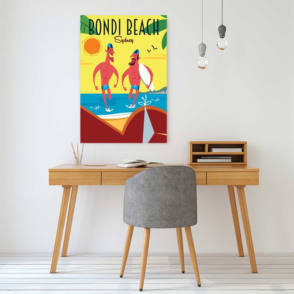 Tavola da surf a bondi beach stampa su tela 40x60cm - Hexoa