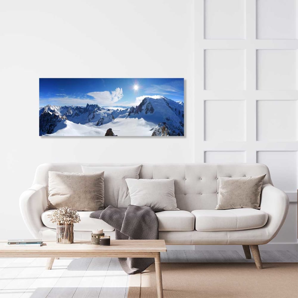 Tableau panorama du mont blanc imprimé sur toile 120x50 cm