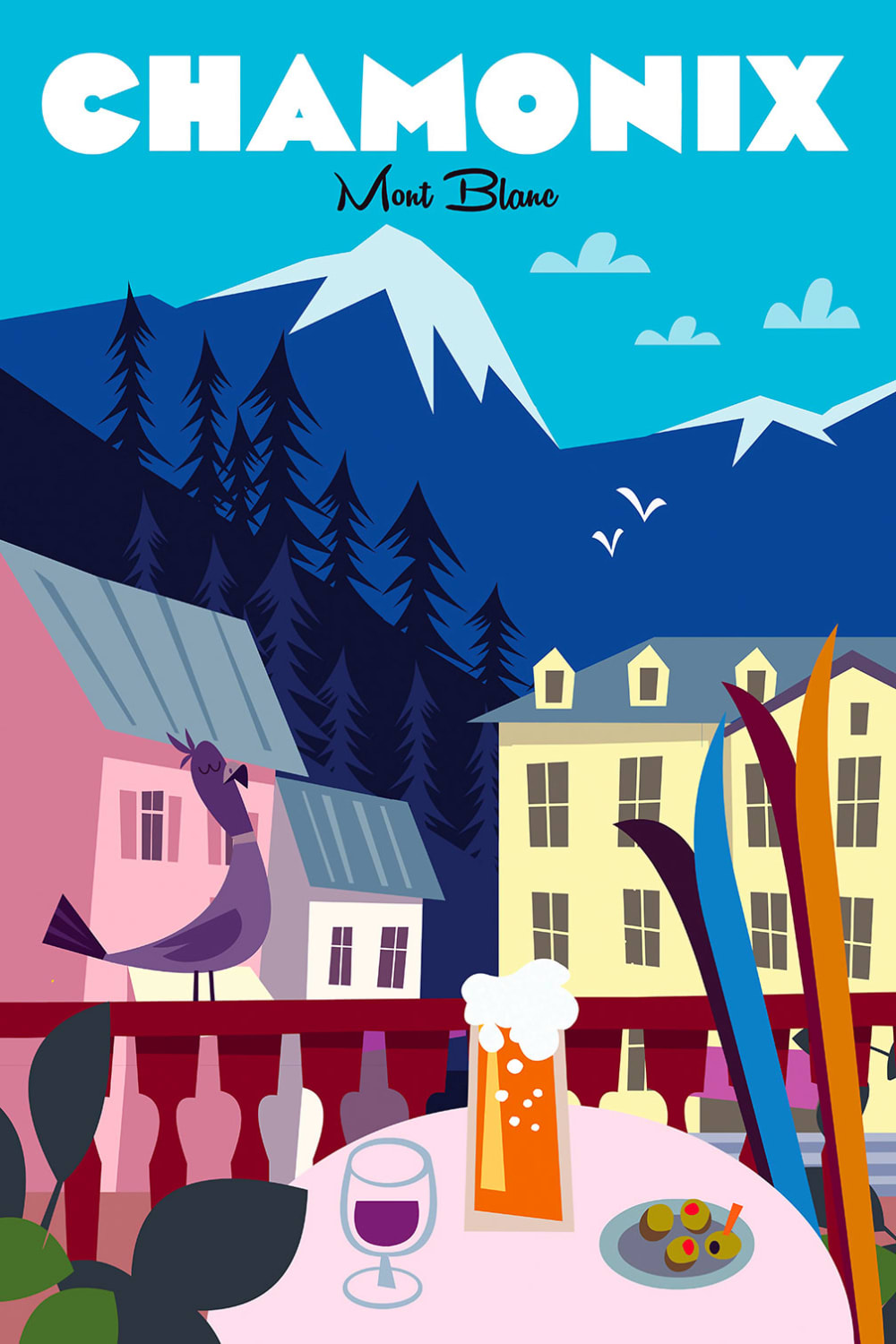 Tableau Chamonix Mont Blanc imprimé sur toile 80x120 cm