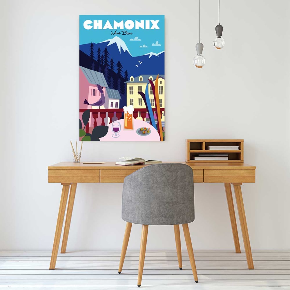 Tableau Chamonix Mont Blanc imprimé sur toile 80x120 cm