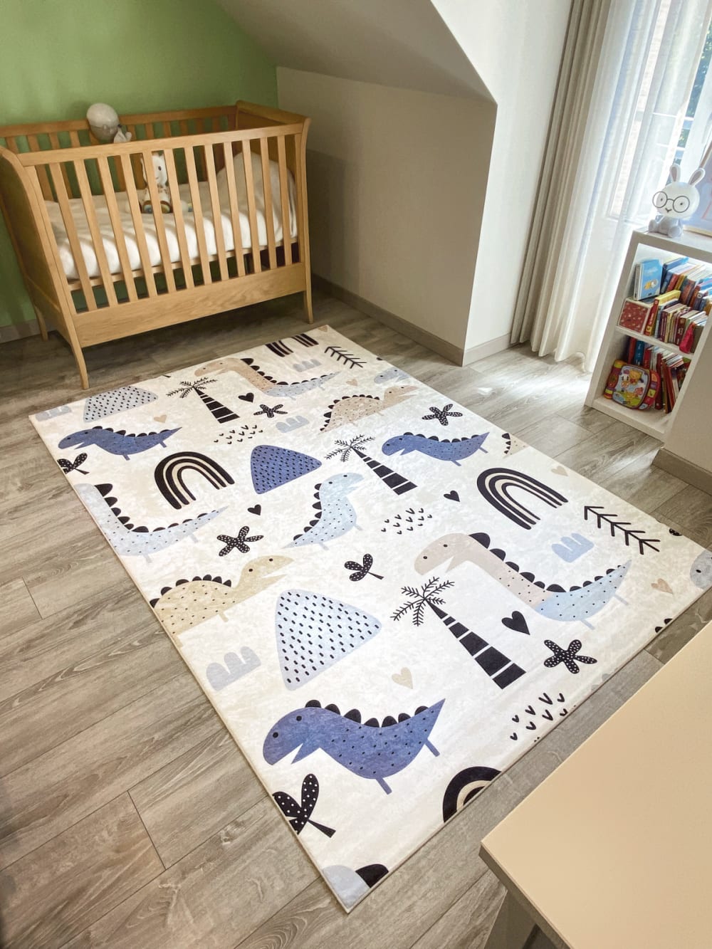 Alfombra infantil dinosaurio azul 160x230 - Maisons du Monde