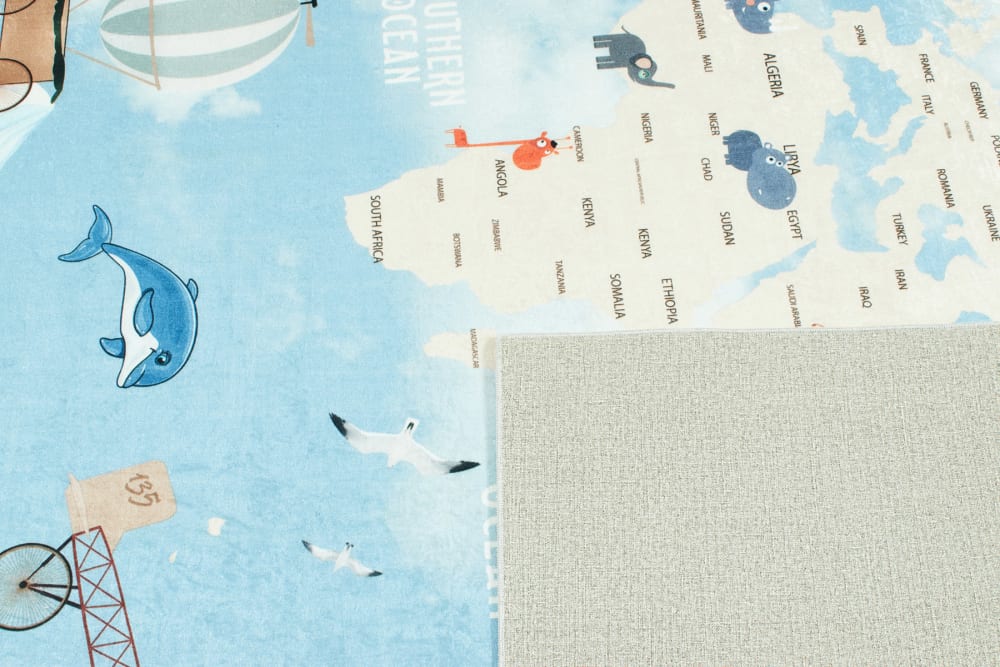 Tapis enfant carte du monde avec animaux 80x150 (Nazar) - Image 2