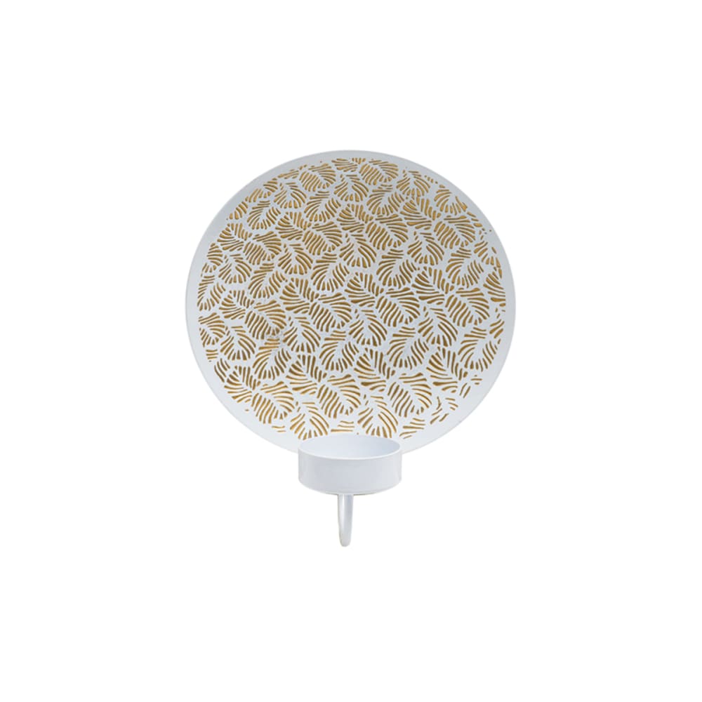 Sia Deco Dekorativer Kerzenhalter aus Eisen D17, Weiß und Gold style modern Weiß Stahl