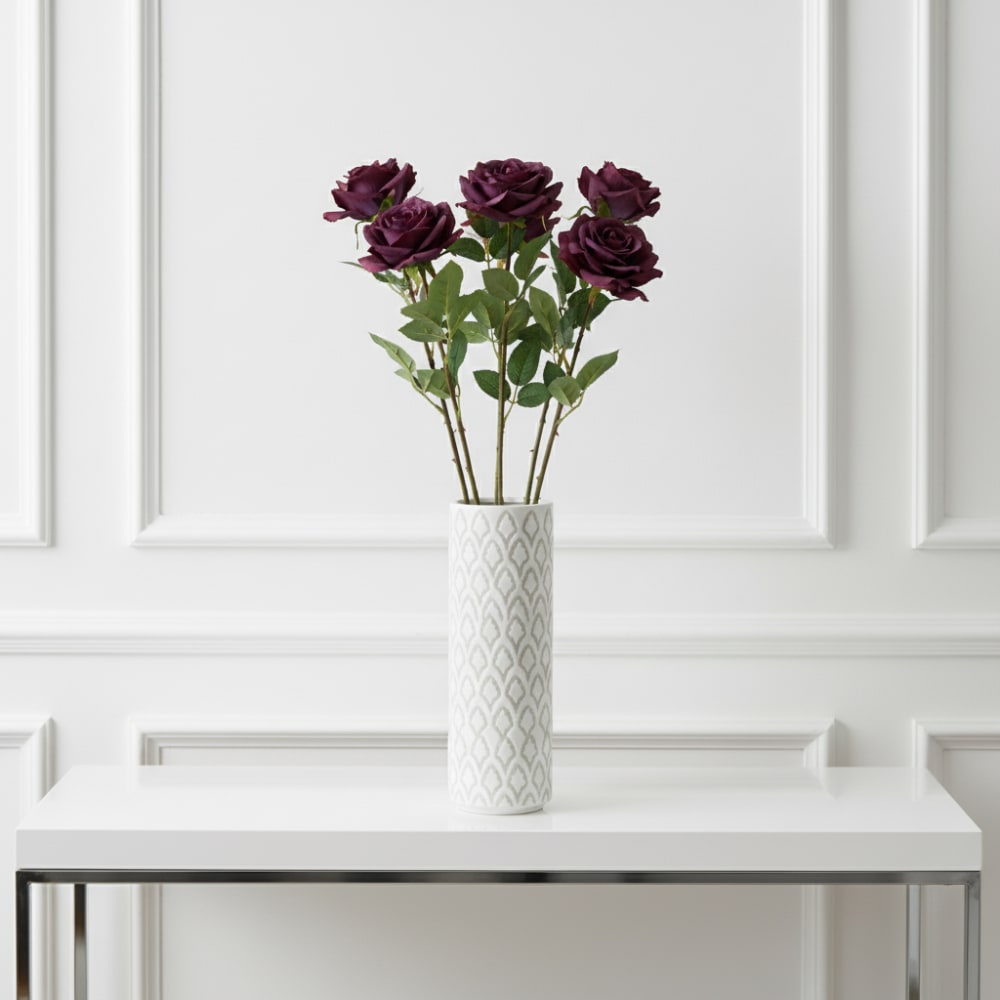 Stelo di rosa viola artificiale h65 - Sia Deco