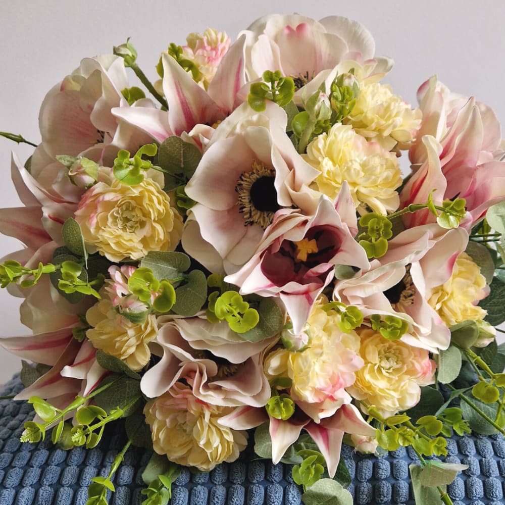 Tige de dahlia artficielle jaune h50 — vue 3