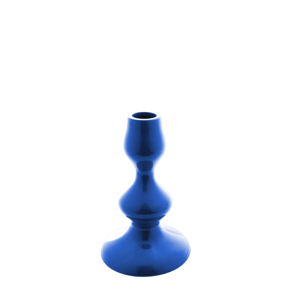 Portavelas decorativo de vidrio azul H13