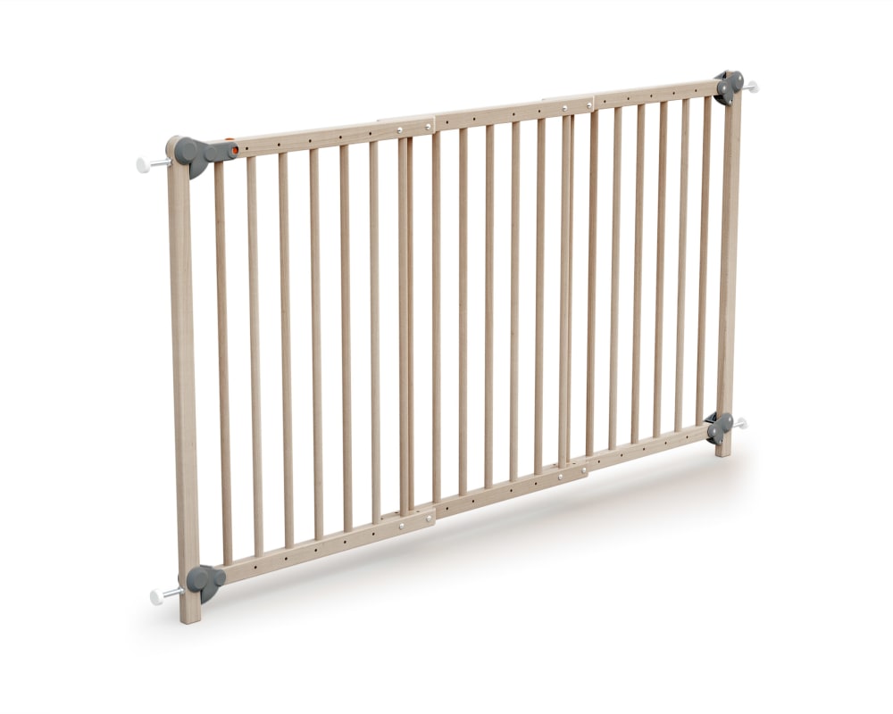 Barrière de sécurité bébé extensible en bois hêtre brut 150 cm lokee (Webaby) - Image 1