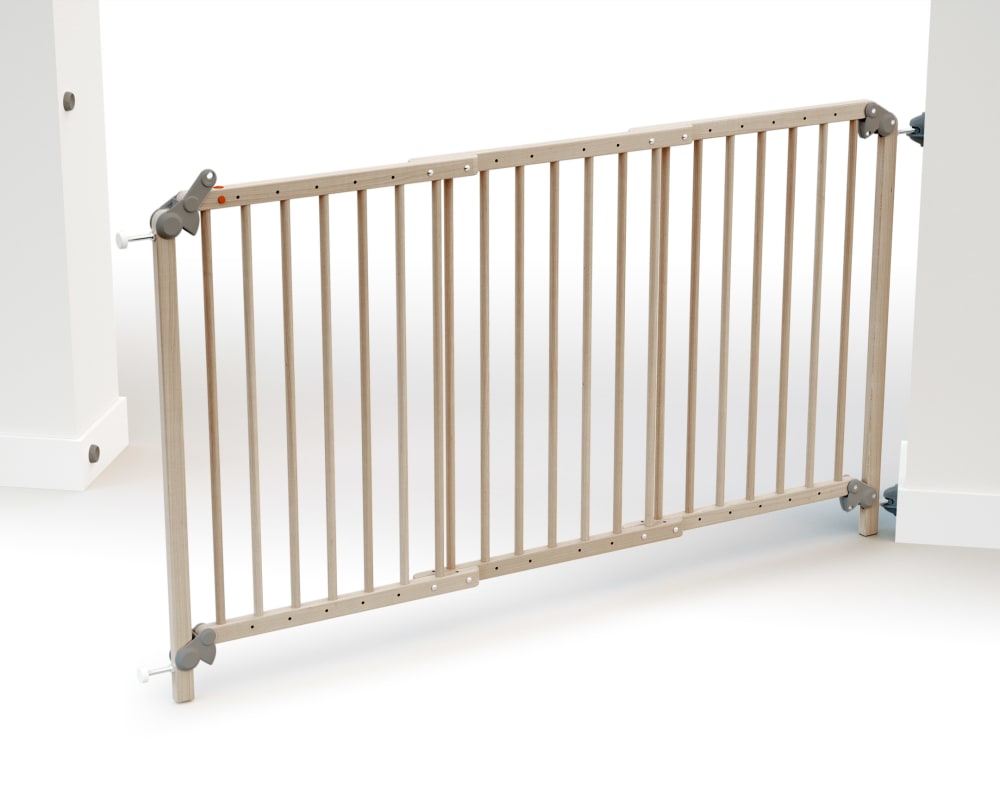 Barrière de sécurité bébé extensible en bois hêtre brut 150 cm lokee (Webaby) - Image 2