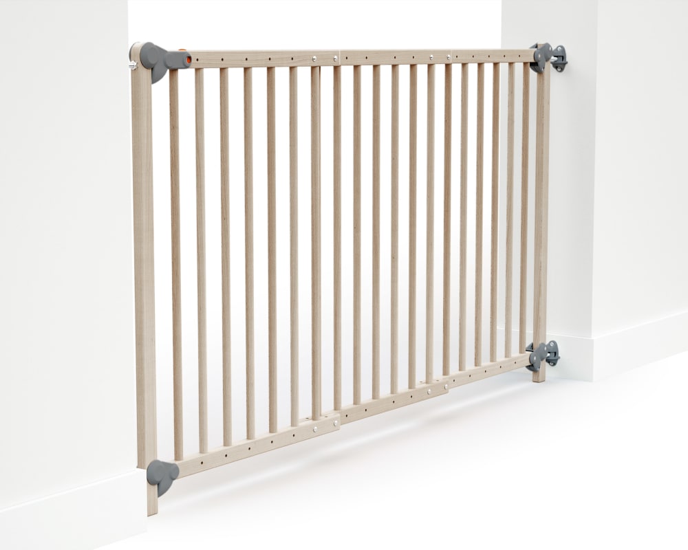 Barrière de sécurité bébé extensible en bois hêtre brut 150 cm lokee (Webaby) - Image 3