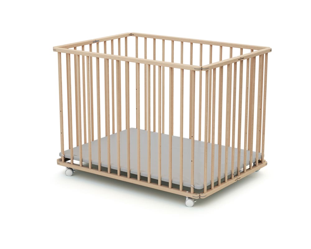 Webaby Klappbares Baby-Laufgitter mit rollen Holz Buche Natur 70x100 cm BRAUN HOLZ Baby