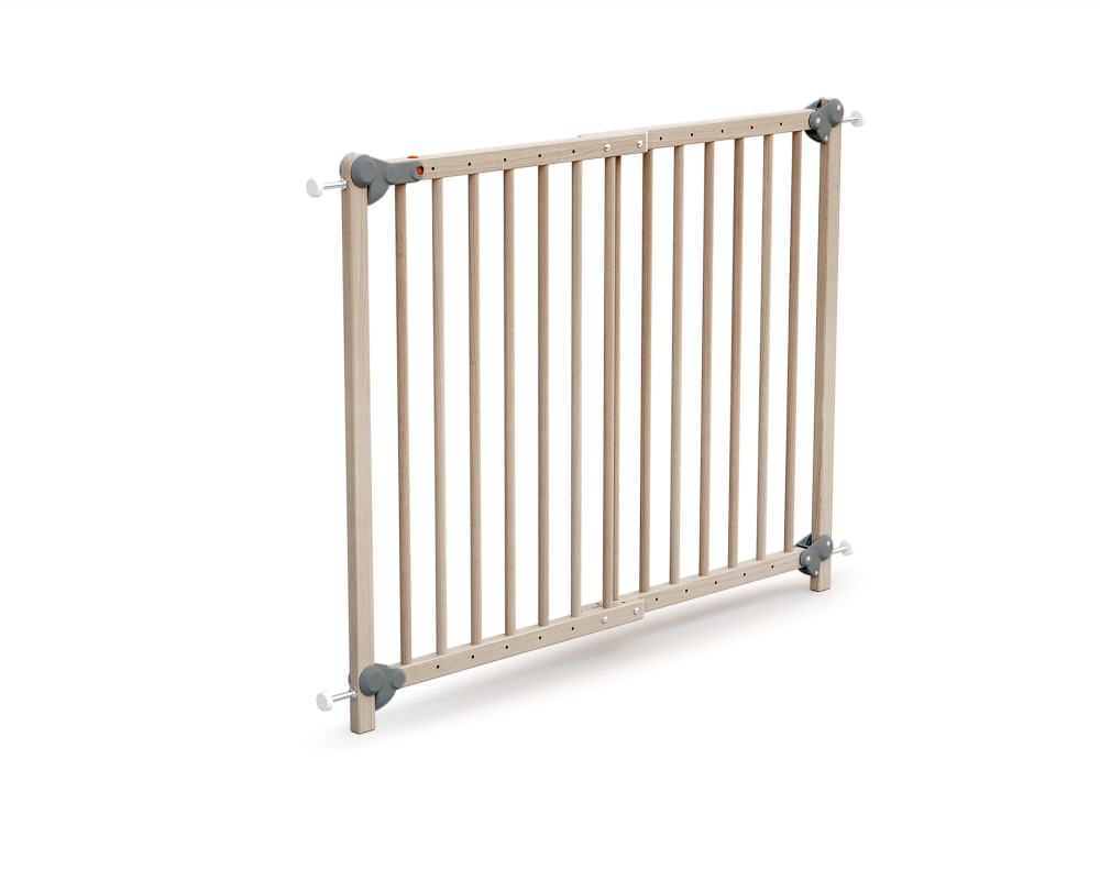 Barrière de sécurité bébé extensible en bois hêtre brut 110 cm  lokee (Webaby) - Image 1
