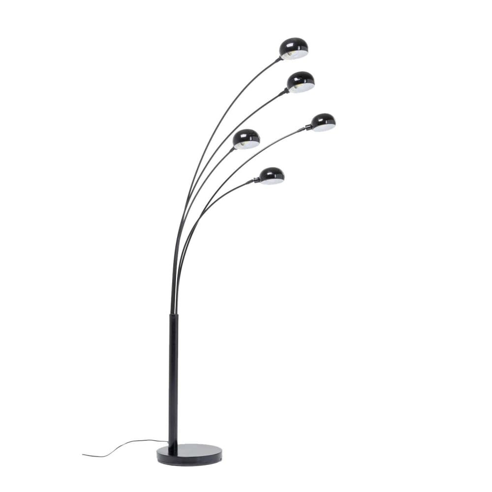 Lampadaire en acier noir mat 5 abat-jours H201