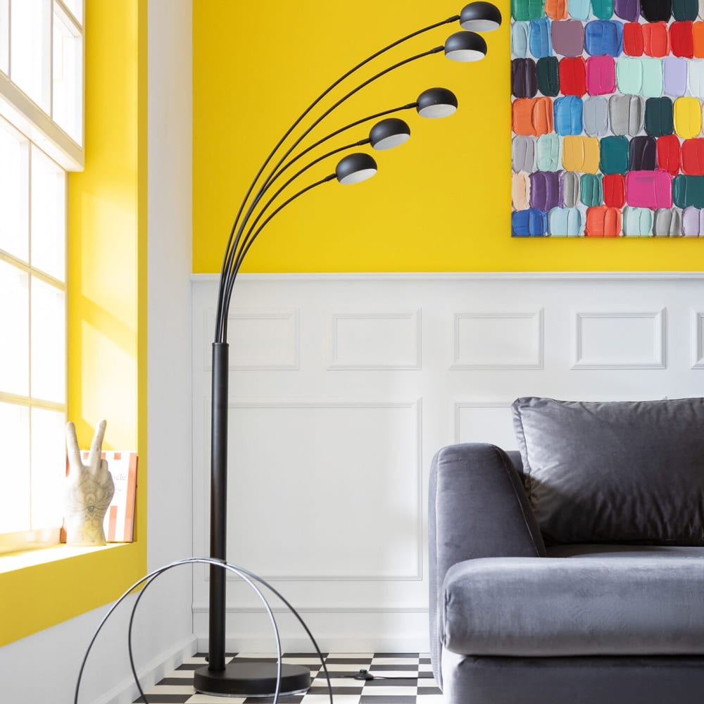 Lampadaire en acier noir mat 5 abat-jours h201 - Maisons du Monde