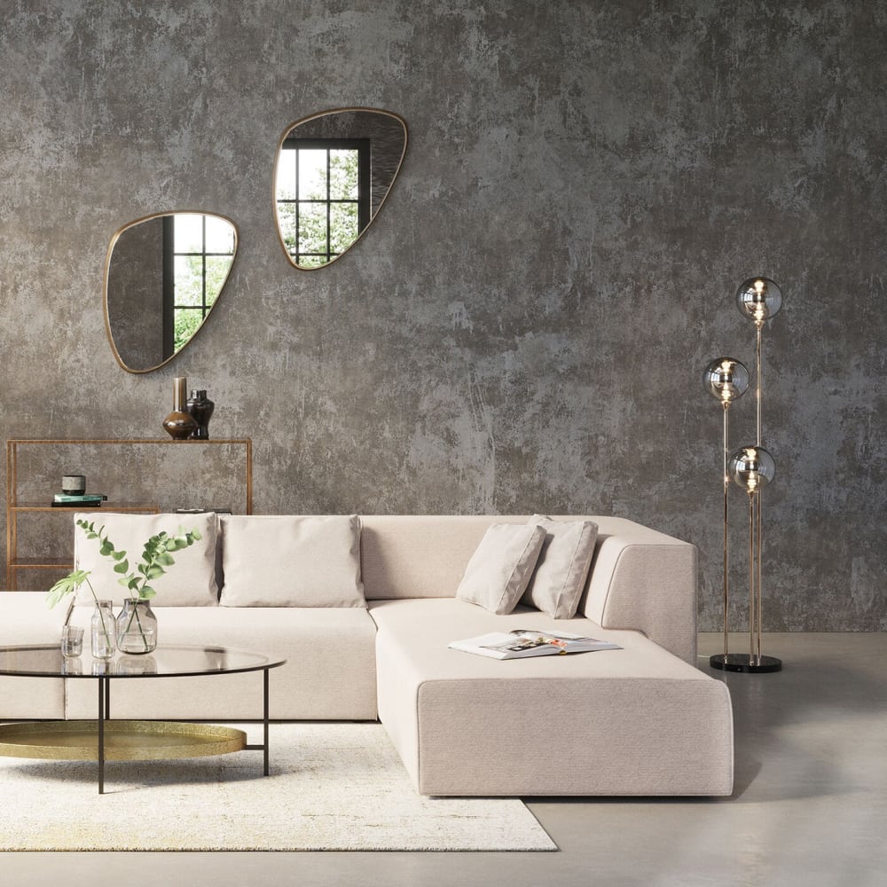 Lampadaire 3 globes en verre, acier doré et marbre h176 - Maisons du Monde