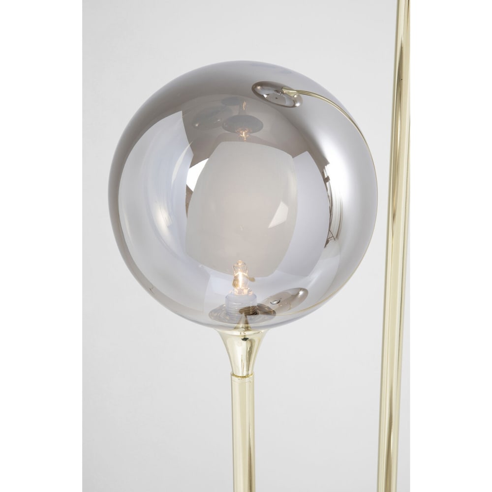 Lampadaire 3 globes en verre, acier doré et marbre h176 — vue 4