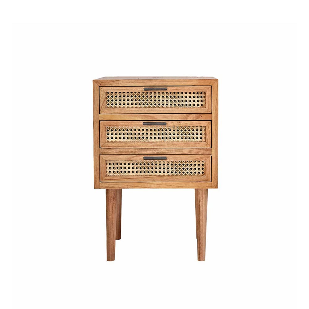 table de chevet en mindi - cannage