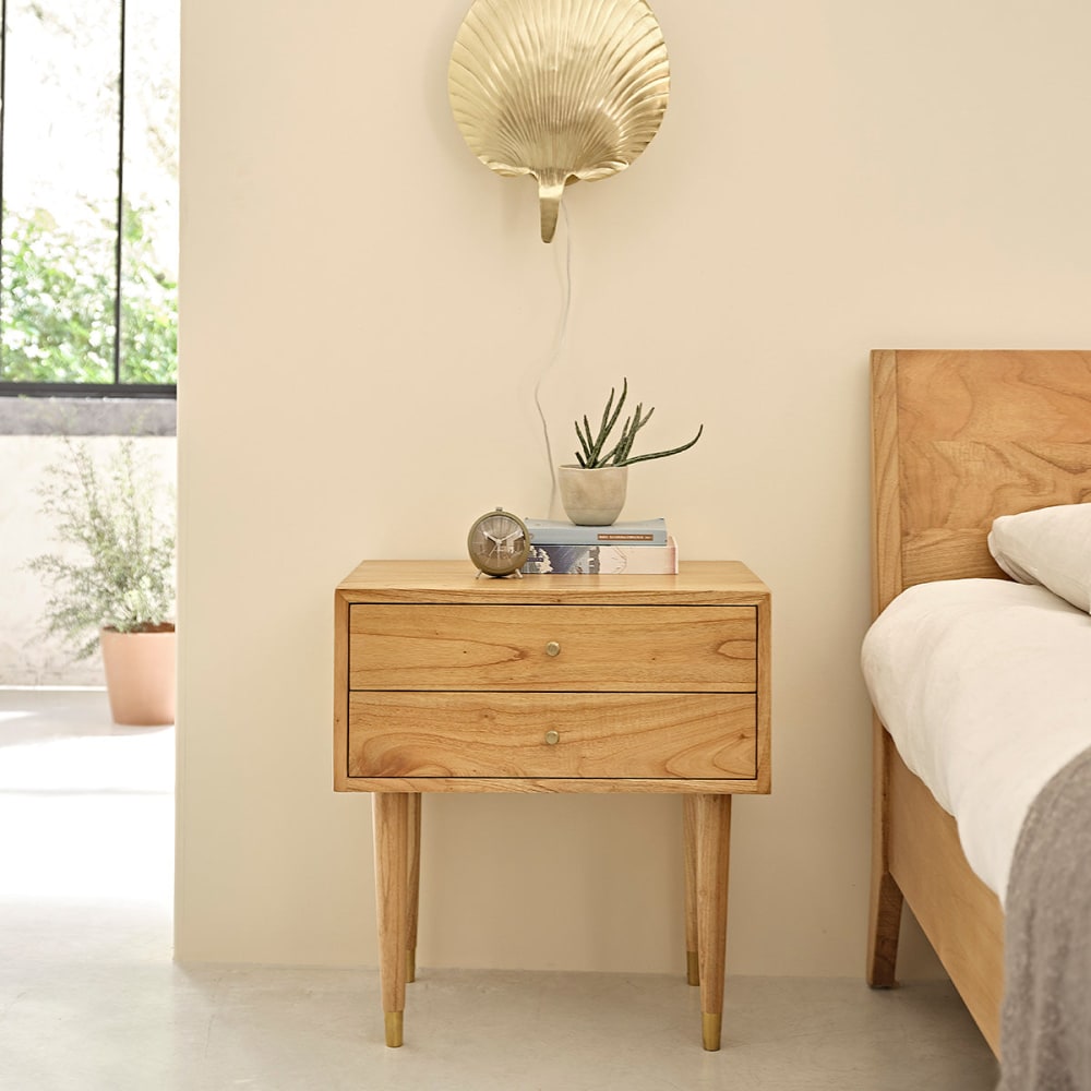 BERAH GETAH Nachttisch aus massivem Mindy style modern Beige Holz