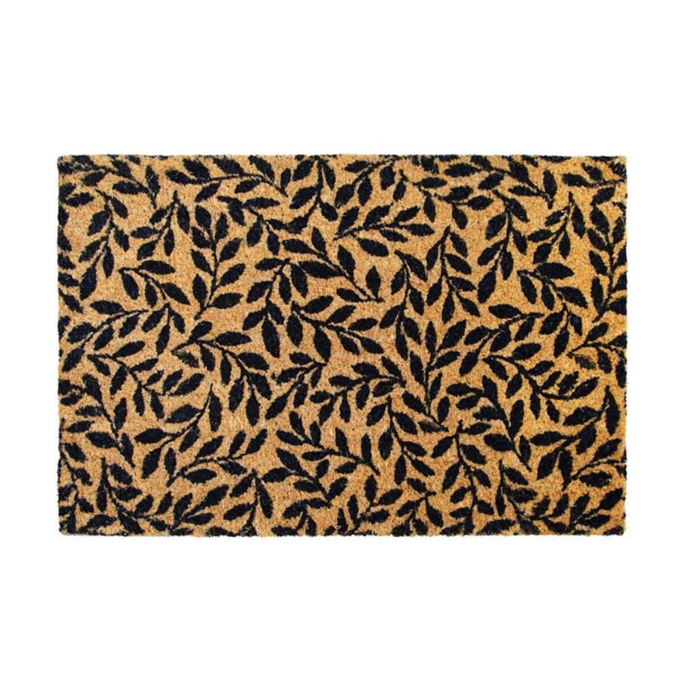 Paillasson en fibre de coco motif brindilles naturel et noir 60x40