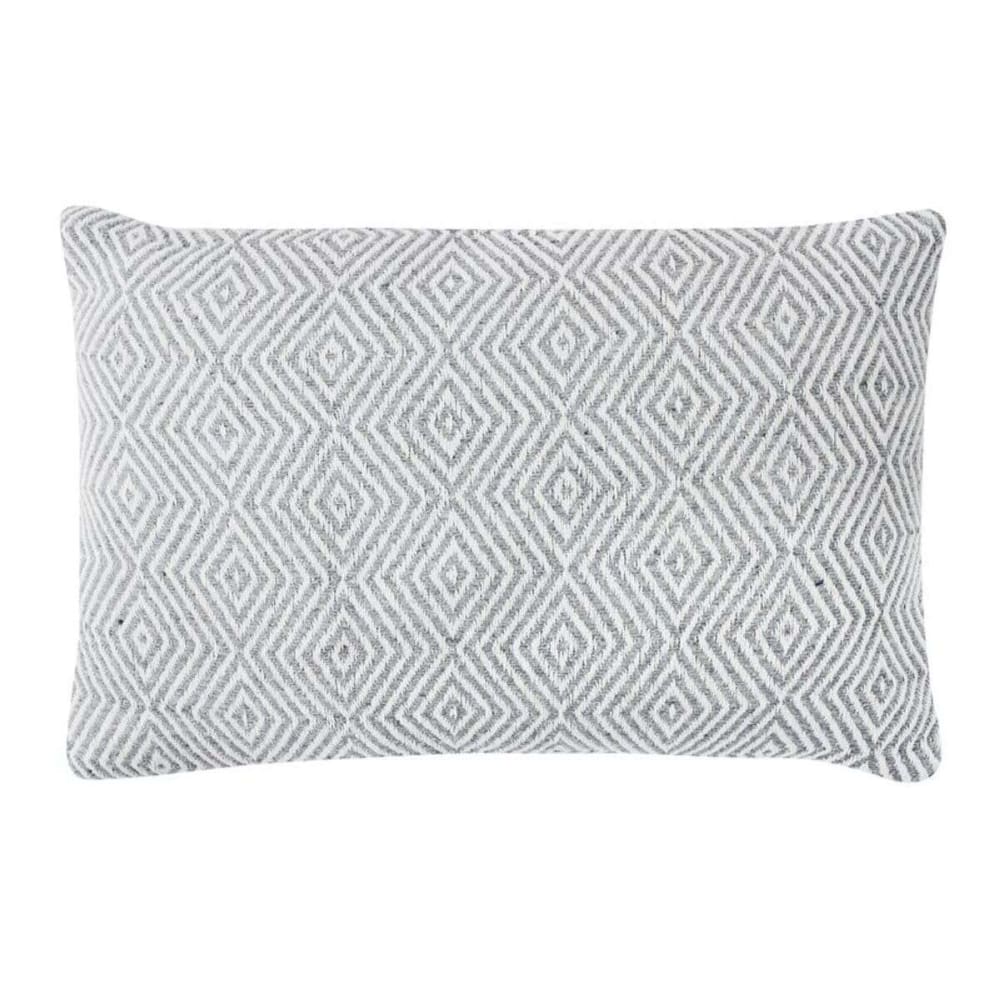 Coussin ethnique motif ikat blanc et gris 60x40 — vue 3