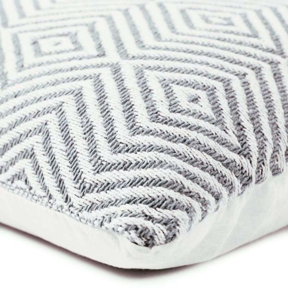 Coussin ethnique motif ikat blanc et gris 60x40 — vue 4