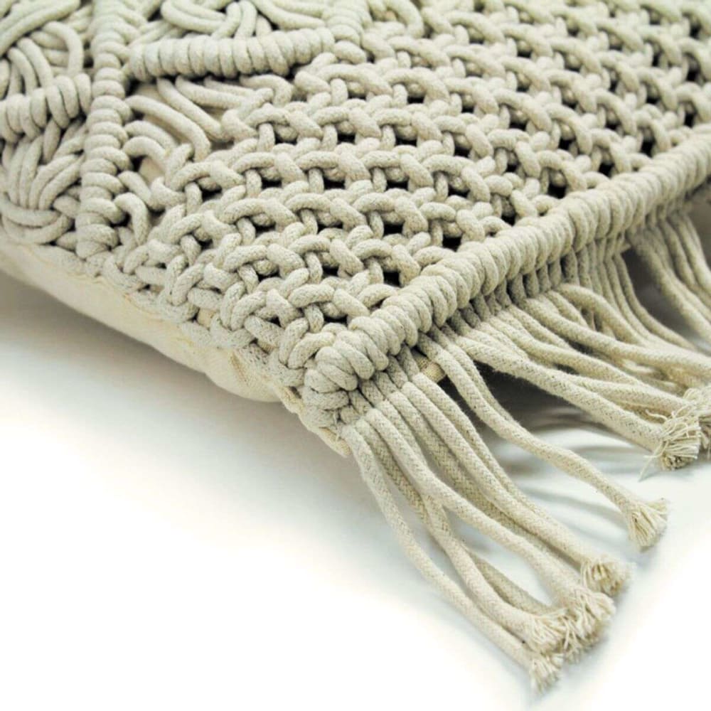 Coussin macramé en coton tressé naturel 40x60 — vue 4