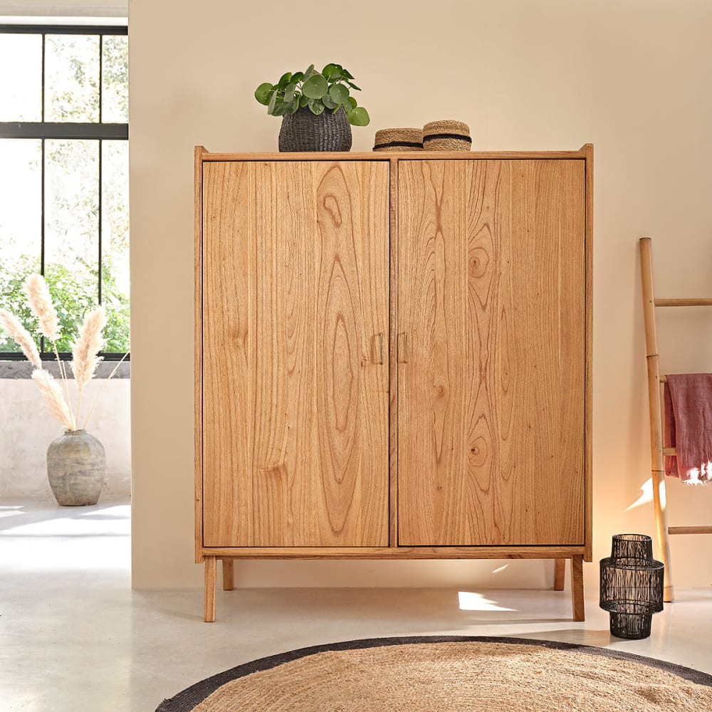 BERAH GETAH Schrank aus massivem Mindy 180 cm style modern Beige Holz