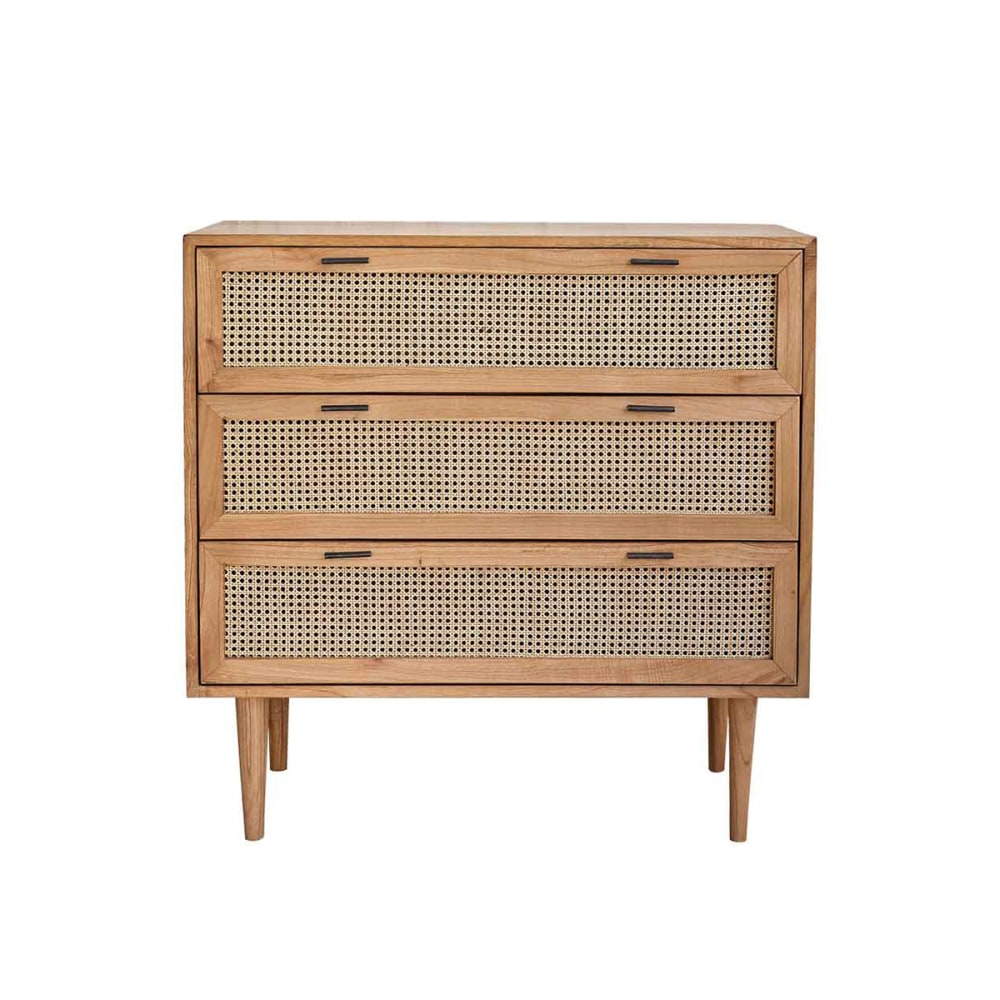 Kommode aus massivem Mindy und Rohrgeflecht 100 cm - Maisons Du