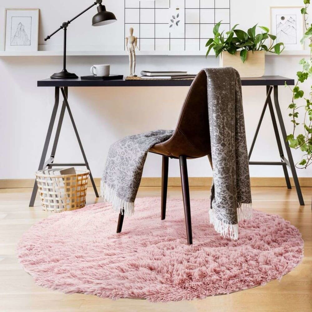 Tapis à base fine et souple extra doux rose diam.120 — vue 3
