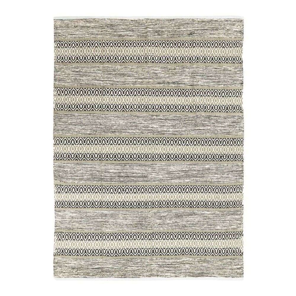 Tapis en coton bande blanc-sable 160x230