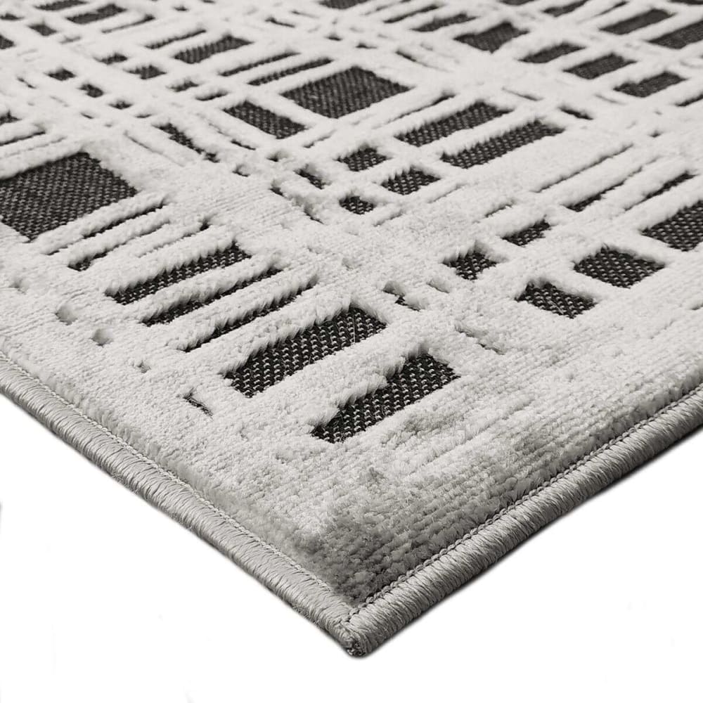 Tapis avec relief motif chaîne et trame gris 120x170 — vue 4